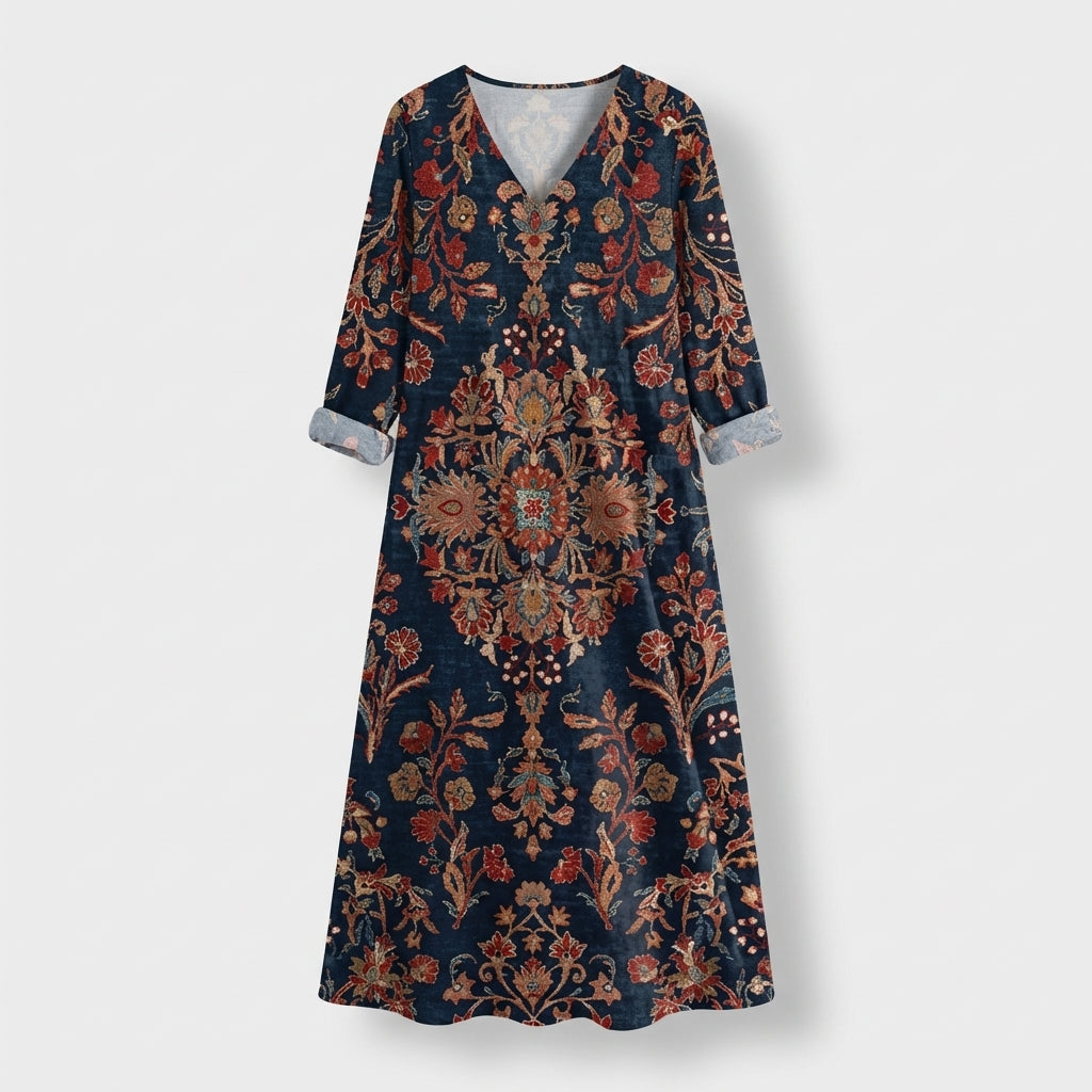 Femme Robe Maxi Florale à Manches Longues | Style Bohème