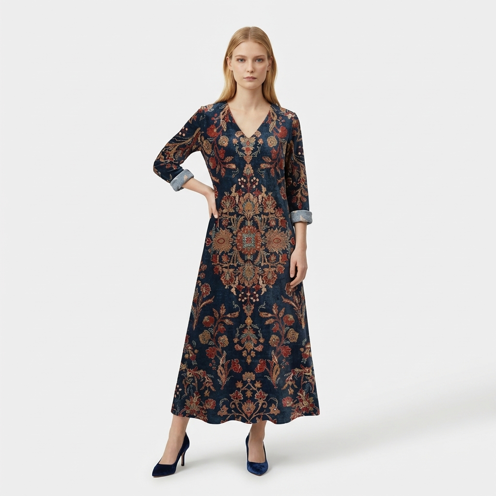 Femme Robe Maxi Florale à Manches Longues | Style Bohème