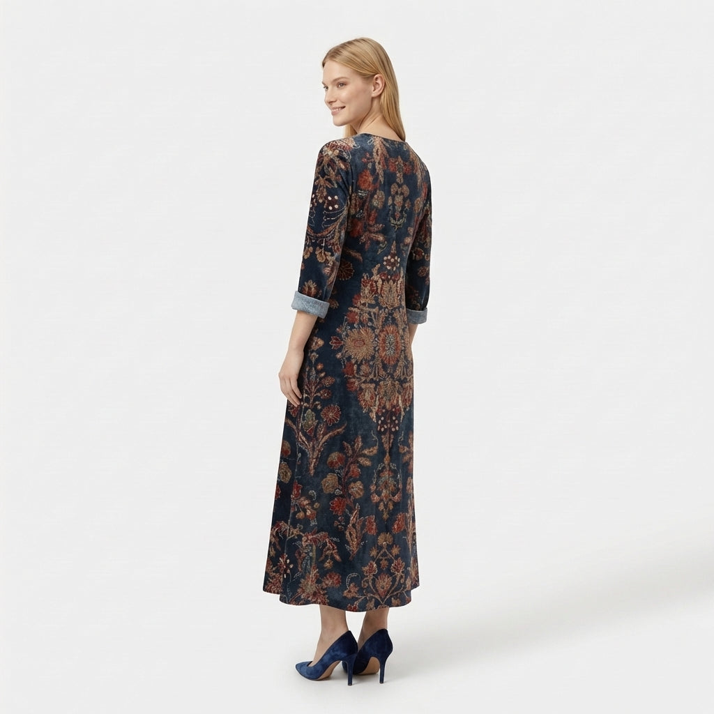 Femme Robe Maxi Florale à Manches Longues | Style Bohème
