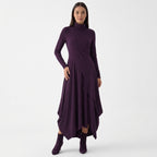Femme Robe Maxi à Col Montant à Manches Longues | Design Asymétrique