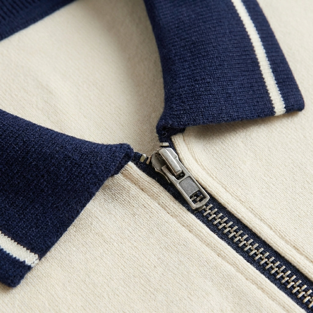 Femme Robe Mini Polo à Col Zippé à Manches Longues | Style Décontracté