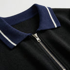 Femme Robe Mini Polo à Col Zippé à Manches Longues | Style Décontracté