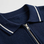 Femme Robe Mini Polo à Col Zippé à Manches Longues | Style Décontracté