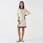 Femme Robe Mini Polo à Col Zippé à Manches Longues | Style Décontracté