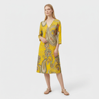 Femme Robe Maxi Rayée à Col V à Manches Longues | Style Décontracté