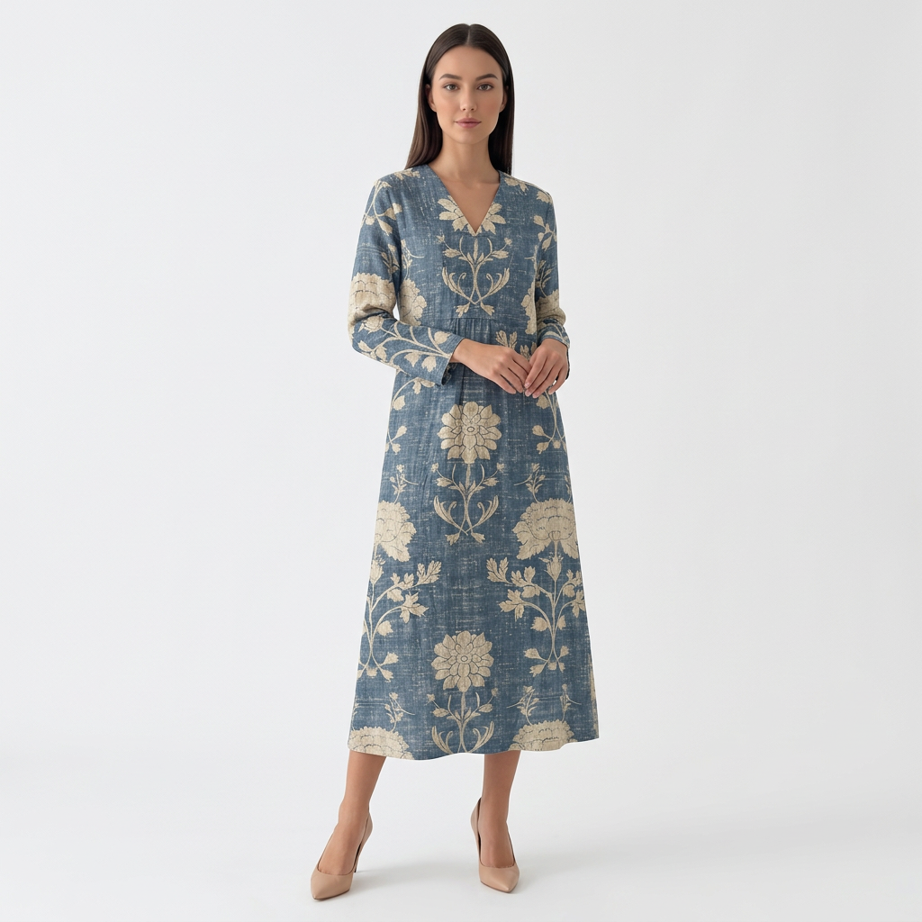 Femme Robe Maxi Florale à Col V | Style Bohème