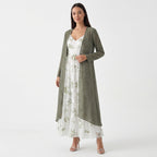Femme Robe Maxi Florale Sans Manches à Col V avec Long Cardigan | Style Bohème
