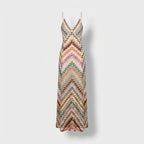 Femme Robe Maxi Imprimé Chevron à Col Halter | Style Vacances