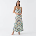 Femme Robe Maxi Imprimé Chevron à Col Halter | Style Vacances