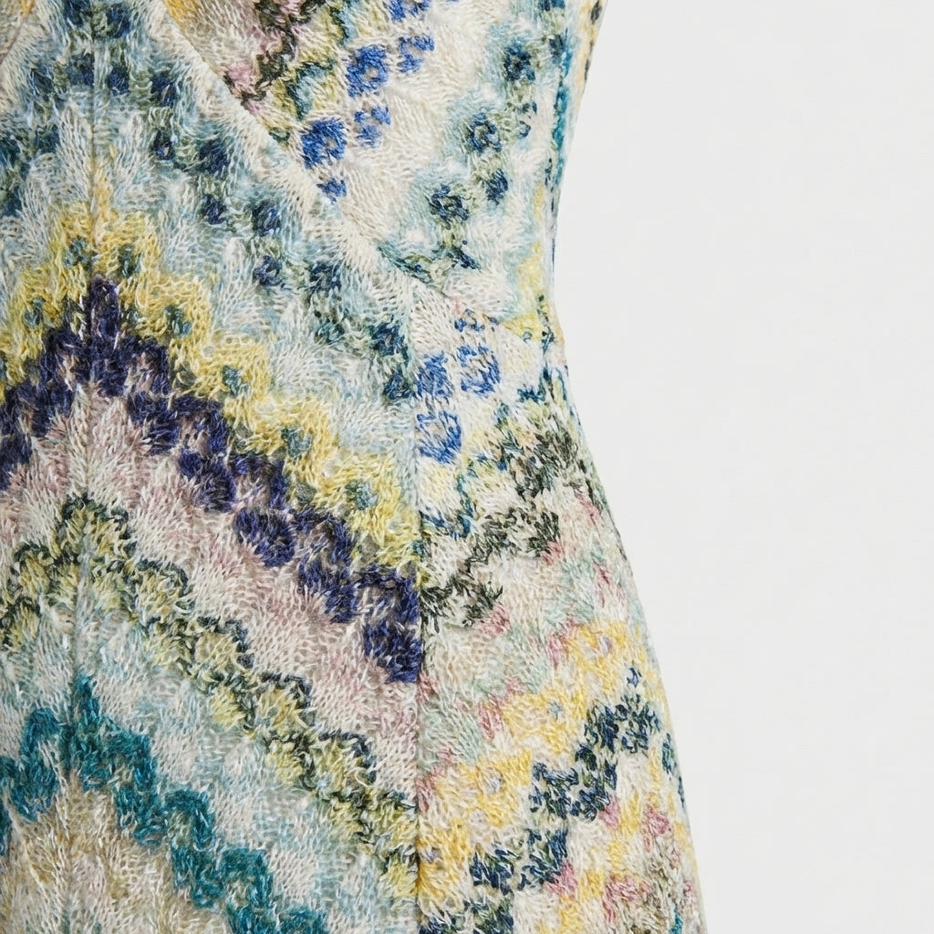 Femme Robe Maxi Imprimé Chevron à Col Halter | Style Vacances