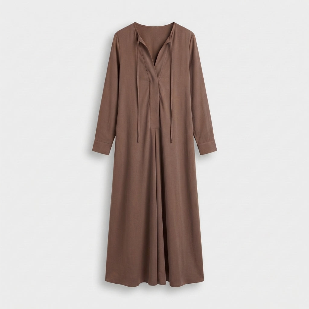 Femme Robe Maxi Fluide à Manches Longues | Style Classique