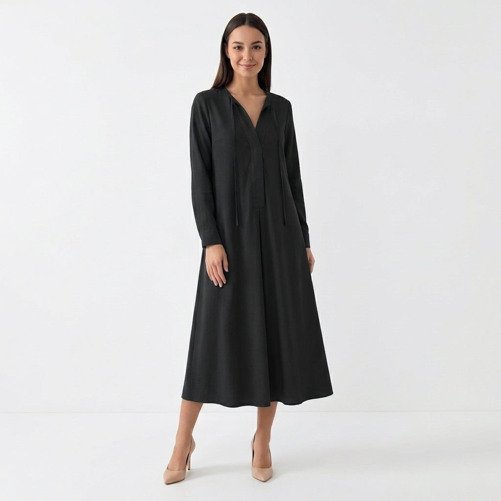 Femme Robe Maxi Fluide à Manches Longues | Style Classique