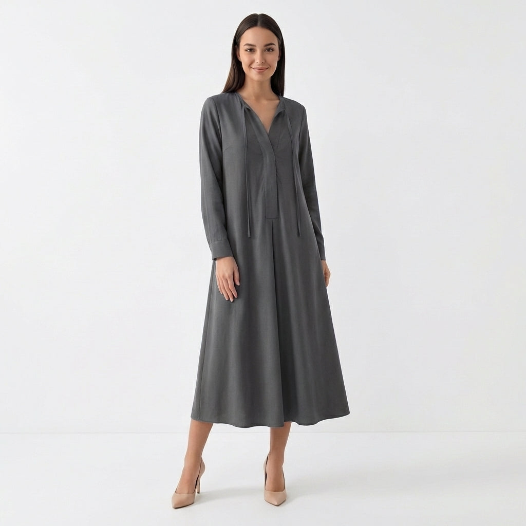 Femme Robe Maxi Fluide à Manches Longues | Style Classique