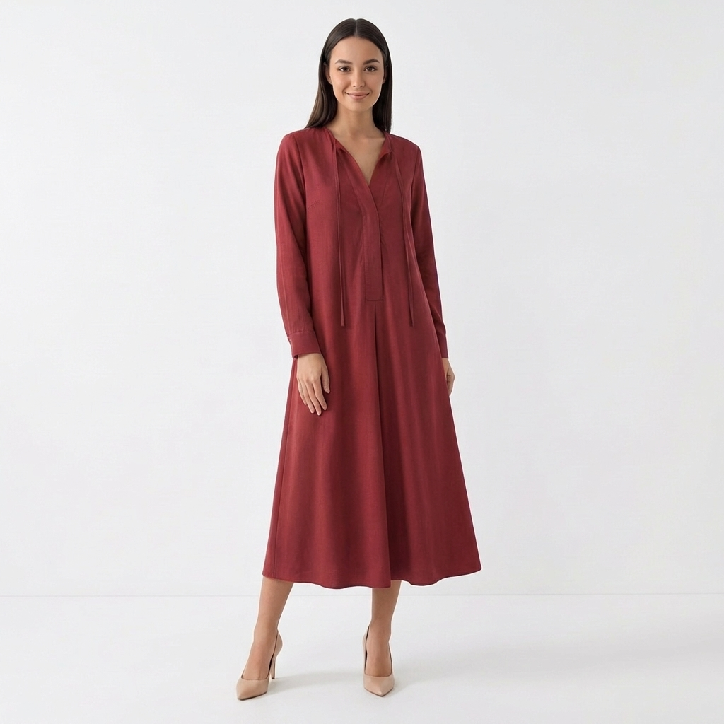 Femme Robe Maxi Fluide à Manches Longues | Style Classique