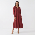 Femme Robe Maxi Fluide à Manches Longues | Style Classique