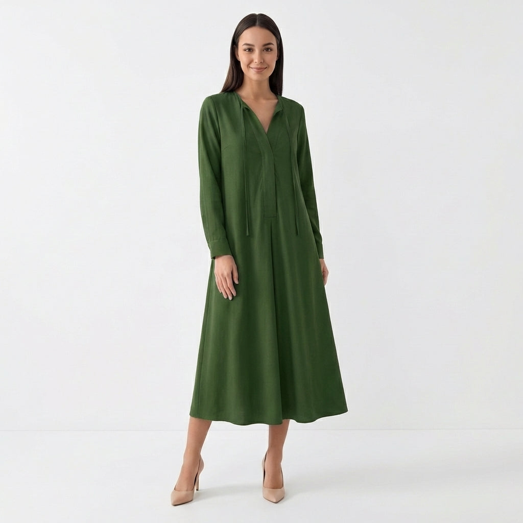 Femme Robe Maxi Fluide à Manches Longues | Style Classique