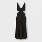 Femme Robe Maxi Plissée à Col V Sans Manches | Style Fête