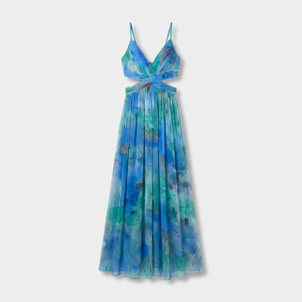 Femme Robe Maxi Fluide à Bretelles Spaghetti | Style Fête