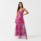 Femme Robe Maxi Fluide à Bretelles Spaghetti | Style Fête