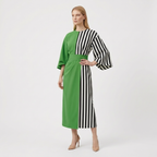 Rivaclo | Women's Midi Wrap Dress with Round Neck – Wide Sleeves