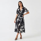 Rivaclo | Women's Floral Midi Dress – Puff Sleeves