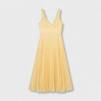 Rivaclo | Women's Fluid Pleated Midi Dress – V-Neck Silhouette