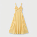 Rivaclo | Women's Fluid Pleated Midi Dress – V-Neck Silhouette