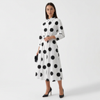 Rivaclo | Femme Robe Maxi à Col V – Motif à Pois