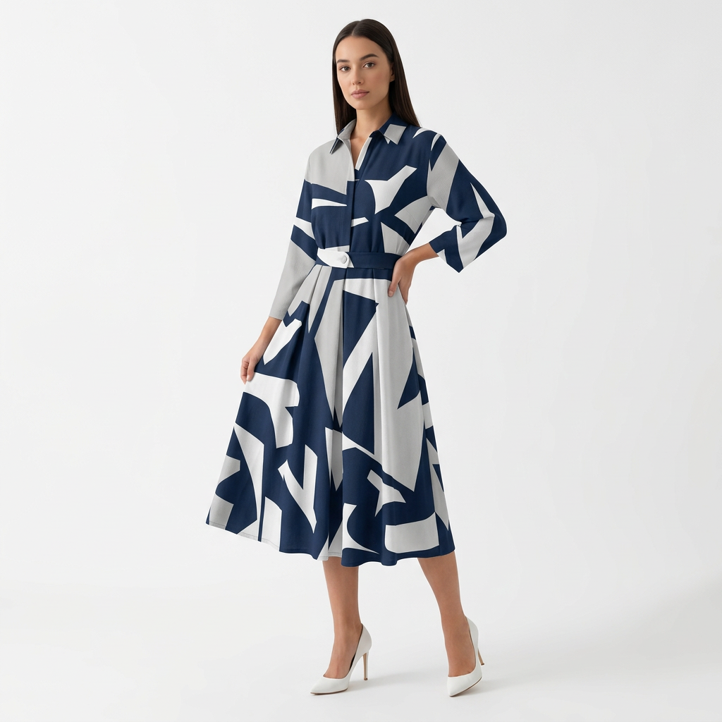 Rivaclo | Femme Robe Maxi à Col V – Motif à Pois