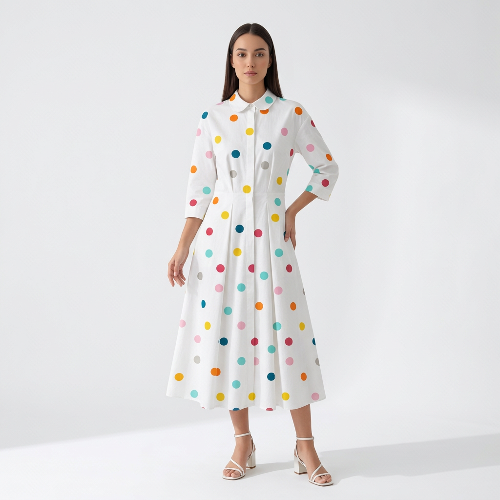 Rivaclo | Femme Robe Maxi à Col V – Motif à Pois