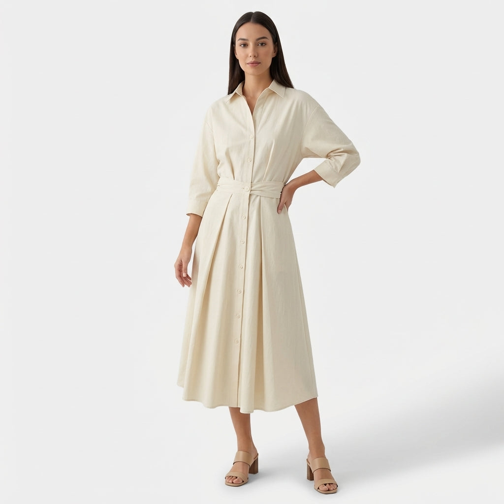 Rivaclo | Femme Robe Maxi à Col V – Motif à Pois