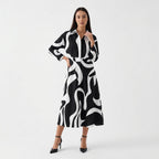 Rivaclo | Femme Robe Maxi à Col V – Motif à Pois