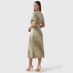 Rivaclo | Femme Robe Maxi Imprimée à Décolleté V Profond – Manches Courtes