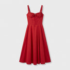 Rivaclo | Femme Robe Midi Ajustée à Col Carré – Silhouette Sans Manches