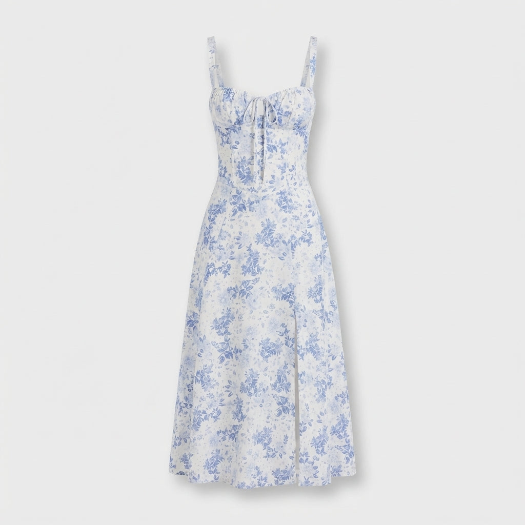Rivaclo | Femme Robe Midi Ajustée à Col Carré – Silhouette Sans Manches