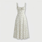 Rivaclo | Femme Robe Midi Ajustée à Col Carré – Silhouette Sans Manches