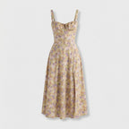 Rivaclo | Femme Robe Midi Ajustée à Col Carré – Silhouette Sans Manches
