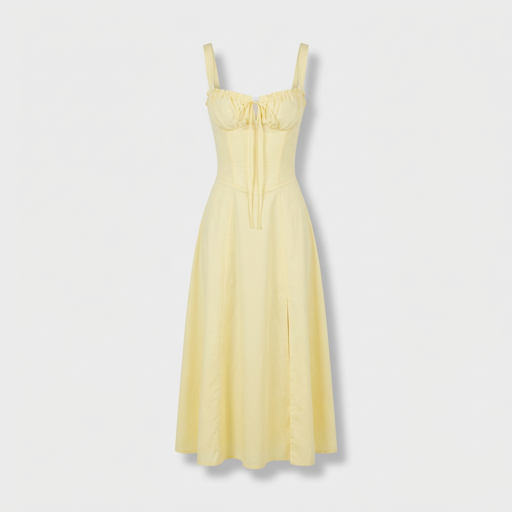 Rivaclo | Femme Robe Midi Ajustée à Col Carré – Silhouette Sans Manches