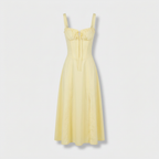 Rivaclo | Femme Robe Midi Ajustée à Col Carré – Silhouette Sans Manches