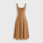 Rivaclo | Femme Robe Midi Ajustée à Col Carré – Silhouette Sans Manches