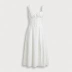 Rivaclo | Femme Robe Midi Ajustée à Col Carré – Silhouette Sans Manches