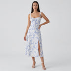 Rivaclo | Femme Robe Midi Ajustée à Col Carré – Silhouette Sans Manches