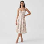 Rivaclo | Femme Robe Midi Ajustée à Col Carré – Silhouette Sans Manches