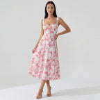 Rivaclo | Femme Robe Midi Ajustée à Col Carré – Silhouette Sans Manches