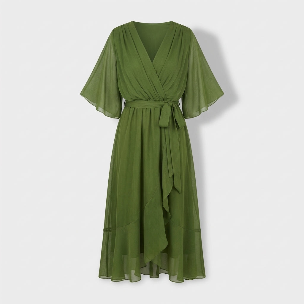 Rivaclo | Femme Robe Portefeuille Midi – Col V