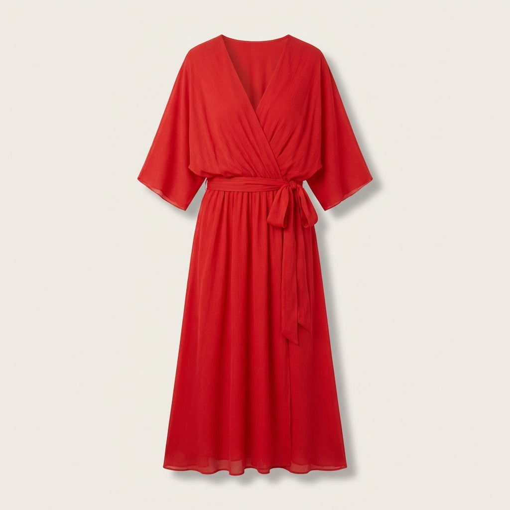 Rivaclo | Femme Robe Portefeuille Midi – Col V