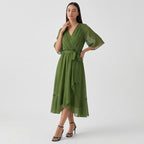 Rivaclo | Femme Robe Portefeuille Midi – Col V