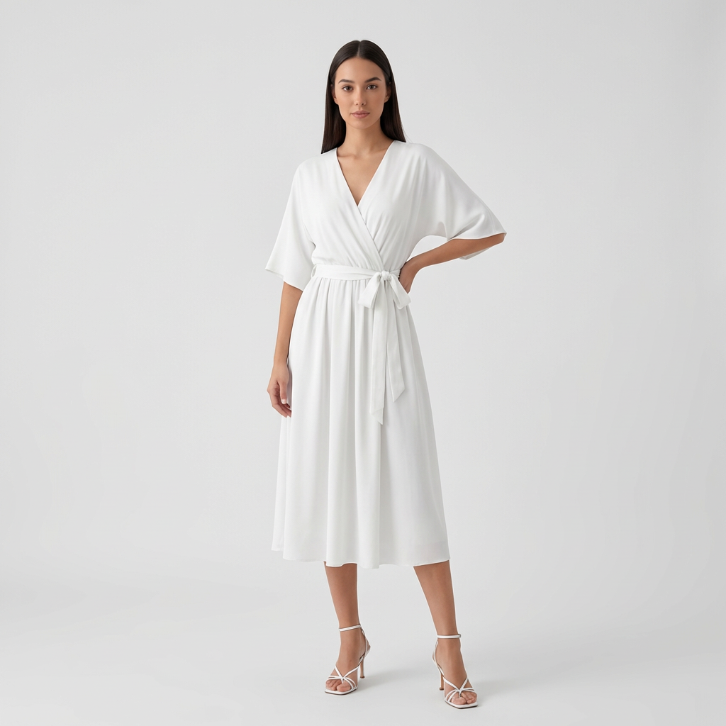 Rivaclo | Femme Robe Portefeuille Midi – Col V