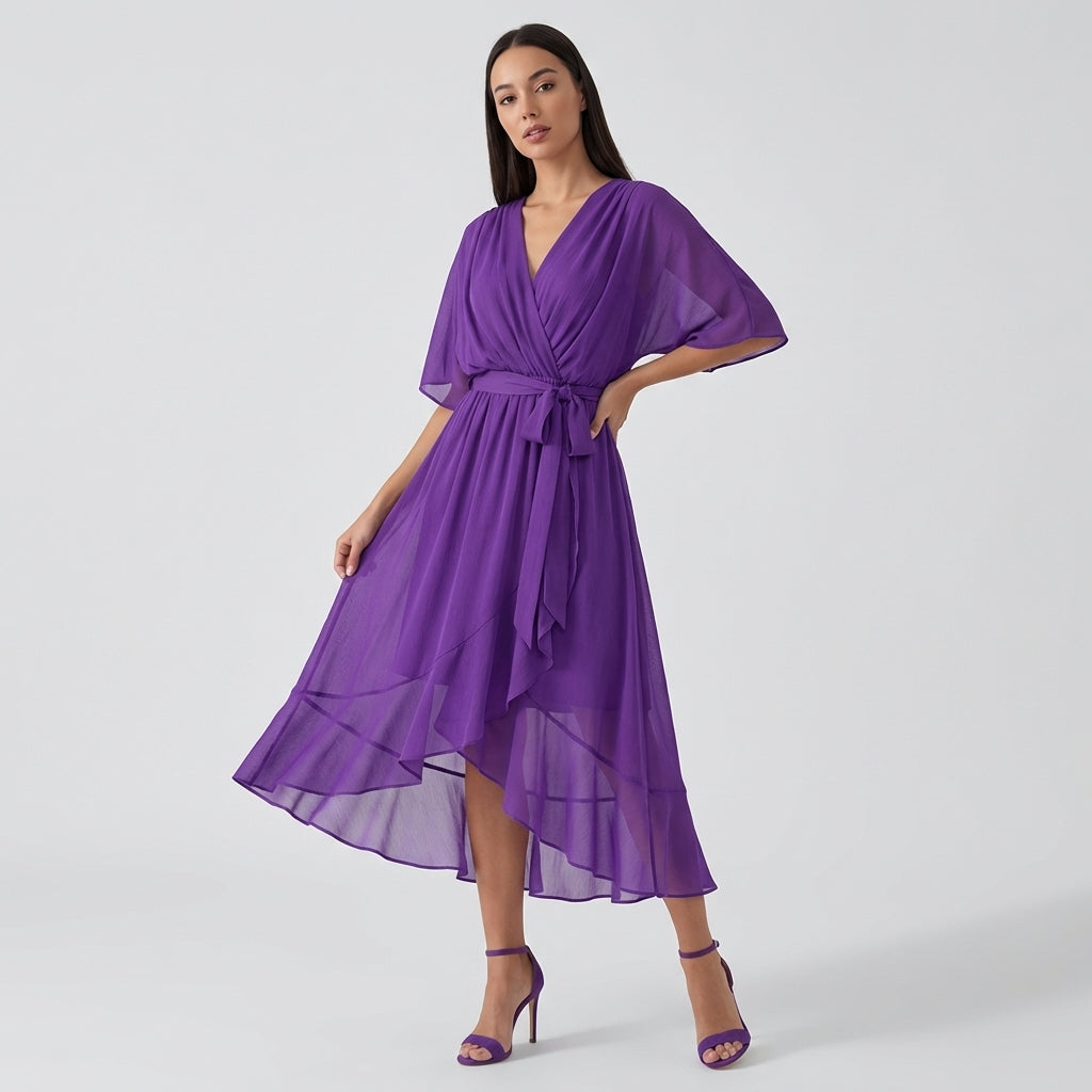 Rivaclo | Femme Robe Portefeuille Midi – Col V