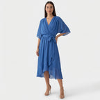 Rivaclo | Femme Robe Portefeuille Midi – Col V